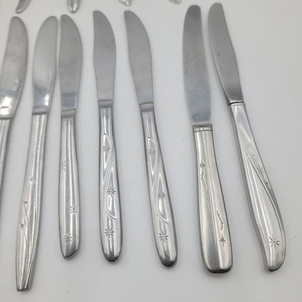 23pc Mixed Lot Atomic Starburst Star Flatware MCM Stainless Steel Vintage